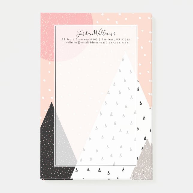 Add Your Name | Scandinavian Style Mountain Peak Post-it Notes (Front)