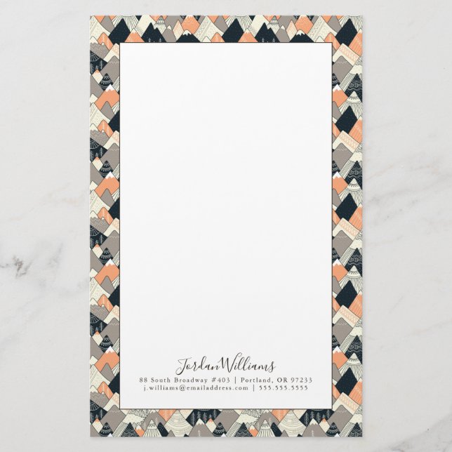 Add Your Name | Scandinavian Style Mountain Stationery (Front)