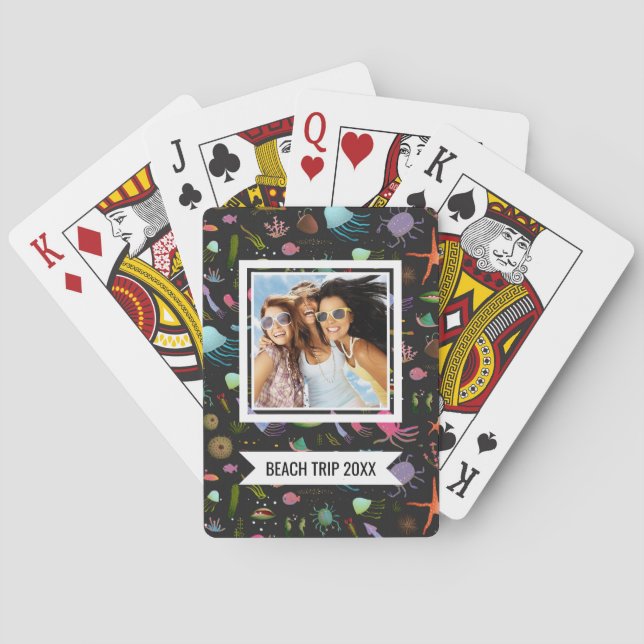 Add Your Name | Sea Critters Pattern Poker Cards (Back)