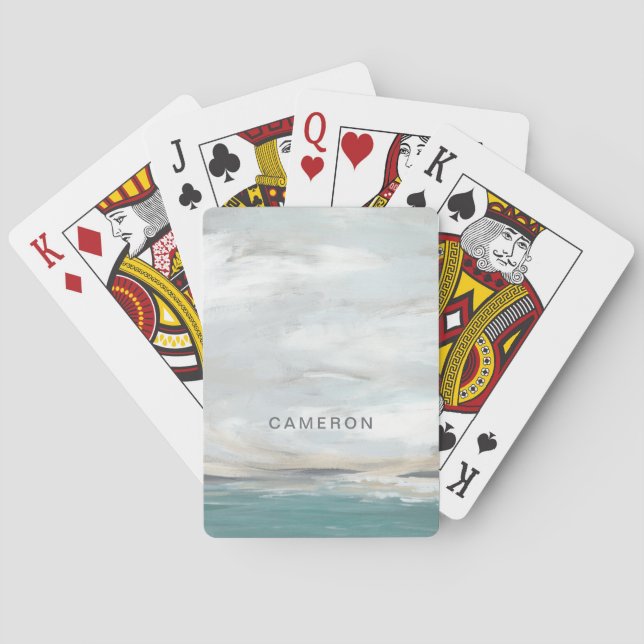 Add Your Name | Seafoam Vista Poker Cards (Back)