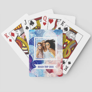 Add Your Name Seashell Scene Pattern Poker Cards