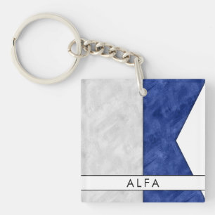 Add Your Name Signal Flag A Alfa / Alpha Nautical Keychain