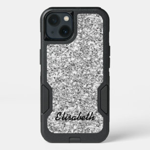 Add your name SILVER GLITTER printed personalized iPhone 13 Case