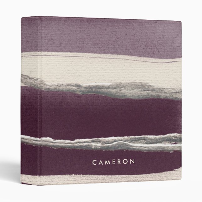 Add Your Name | Silver Rose Purple Abstract Binder (Front/Spine)