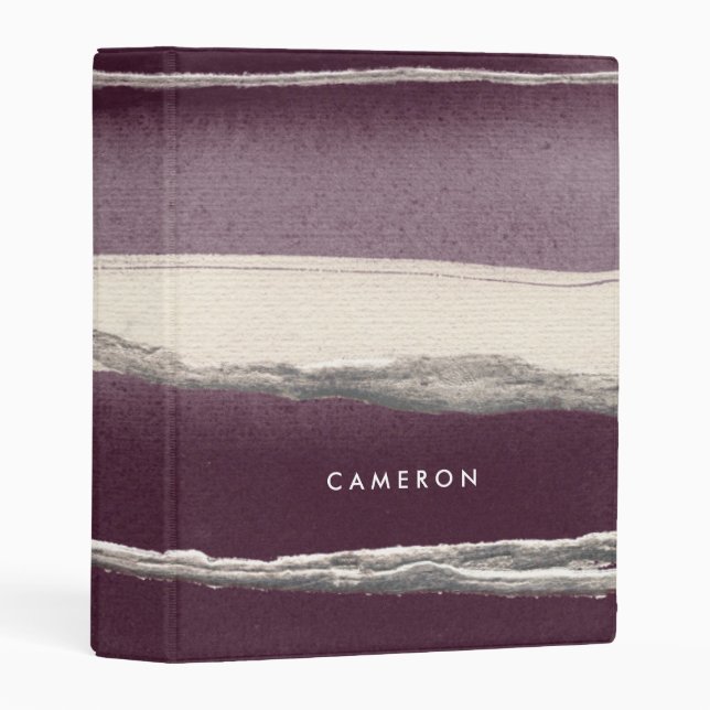 Add Your Name | Silver Rose Purple Abstract Print Mini Binder (Front/Spine)