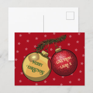 Add Your Name Simple Christmas Tree Decorations Postcard