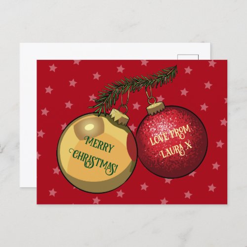Add Your Name Simple Christmas Tree Decorations Postcard