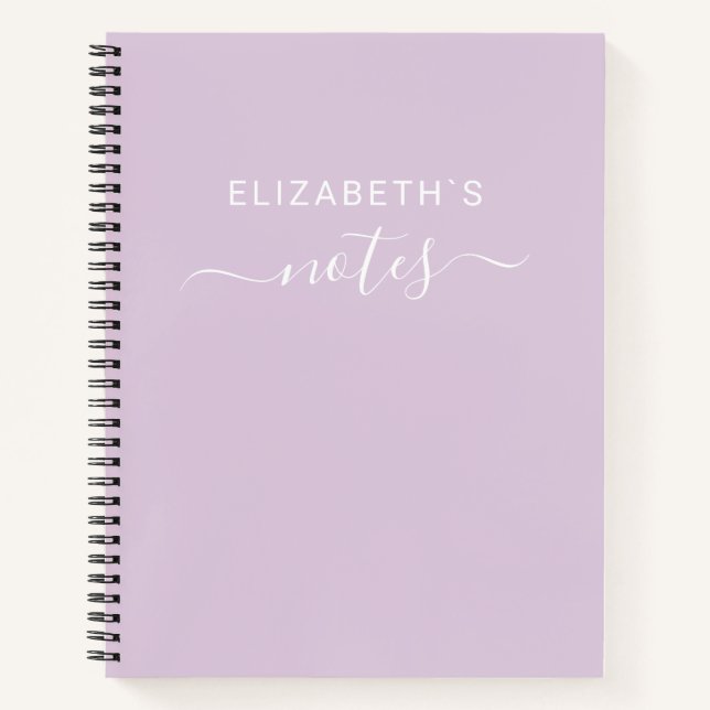 Add Your Name | Simple Pastel Purple Notebook (Front)