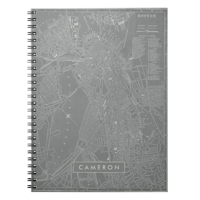 Add Your Name | Sketch of Boston City Map Notebook (Front)