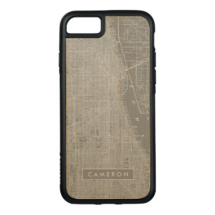 Add Your Name Sketch of Chicago City Map Carved iPhone 8/7 Case