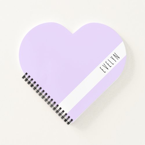 Add your Name Skinny Font Lavender Heart Shaped Notebook