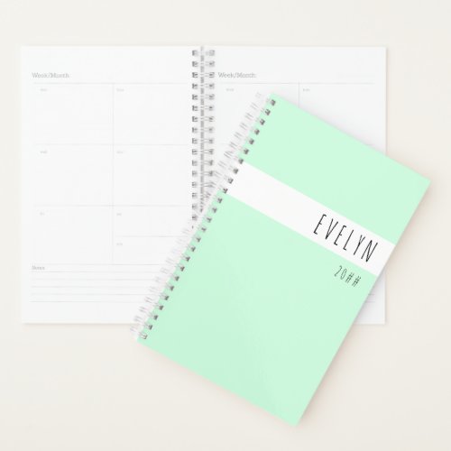 Add your Name Skinny Font Mint Green Planner