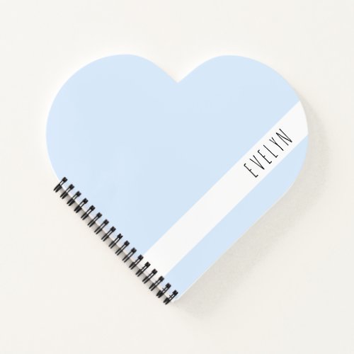 Add your Name Skinny Font Powder Blue Heart Shaped Notebook