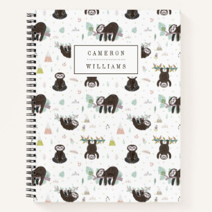 Add Your Name Sleepy Sweet Sloth Pattern Notebook