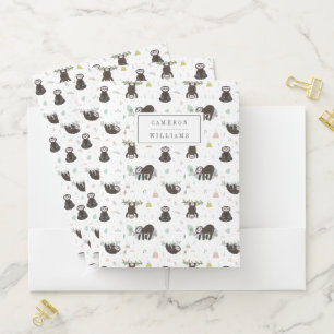 Add Your Name   Sleepy Sweet Sloth Pattern Pocket Folder