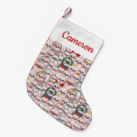 Add Your Name | Sloth Comic Pattern Small Christmas Stocking