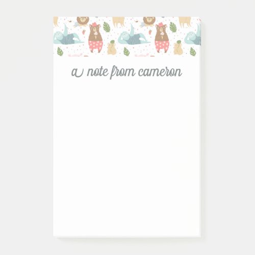 Add Your Name  Sloth  Friends Pattern Post_it Notes