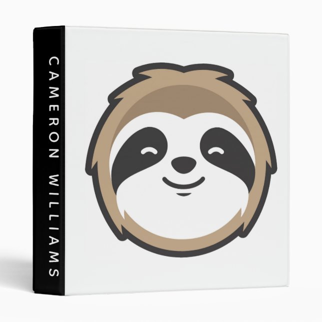 Add Your Name | Sloth Mascot 3 Ring Binder (Front/Spine)