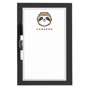 Add Your Name Sloth Mascot Dry Erase Board