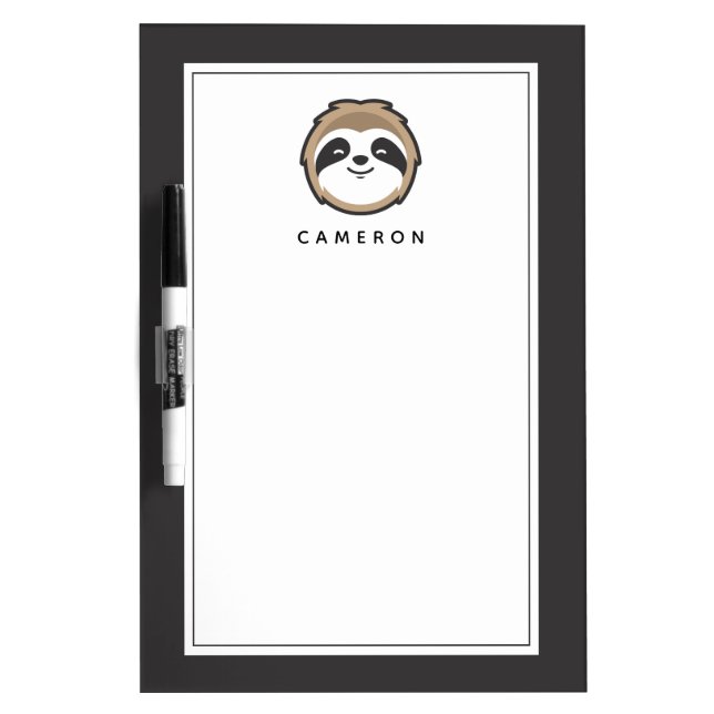 Add Your Name | Sloth Mascot Dry Erase Board (Front)