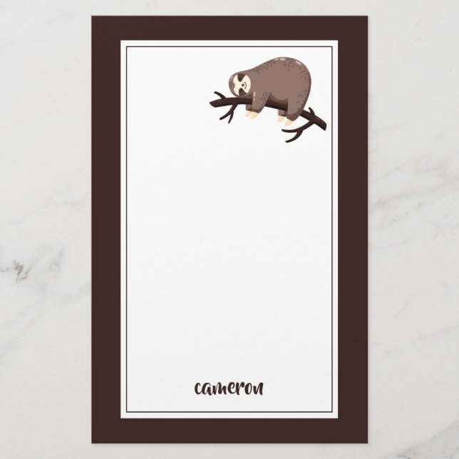 Add Your Name | Sloth Mode Stationery (Front)