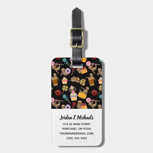 Add Your Name  Sloth Sweet Treats Pattern Luggage Tag
