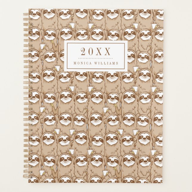 Add Your Name | Sloths & Coffee Pattern Planner (Front)