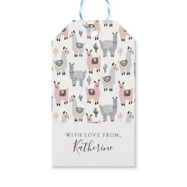 Add Your Name | Smiling Llamas Pattern Gift Tags
