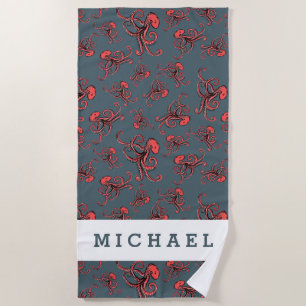 Add Your Name   Sneaky Octopus Pattern Beach Towel