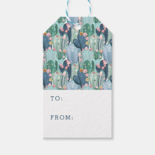 Add Your Name   Soft Patel Cactus Pattern Gift Tags
