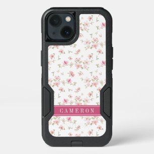 Add Your Name   Soft Pink Watercolor Flower iPhone 13 Case