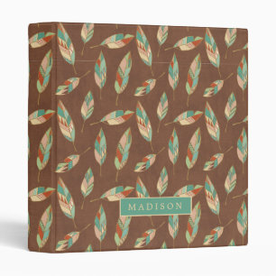 Add Your Name Southwest Feather Pattern 3 Ring Binder