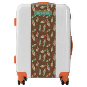 Add Your Name   Southwest Feather Pattern Luggage