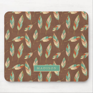 Add Your Name Southwest Feather Pattern Mouse Pad