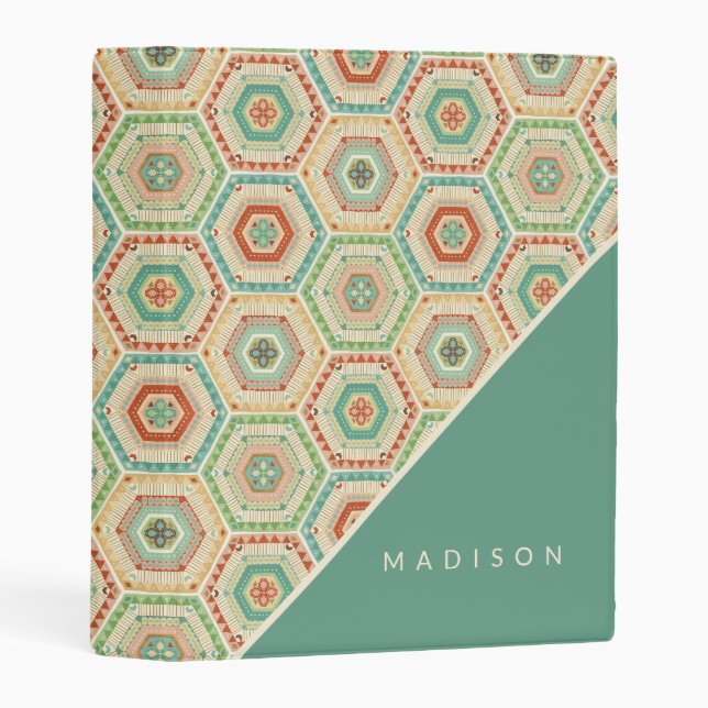 Add Your Name | Southwest Hexagon Pattern Mini Binder (Front/Spine)