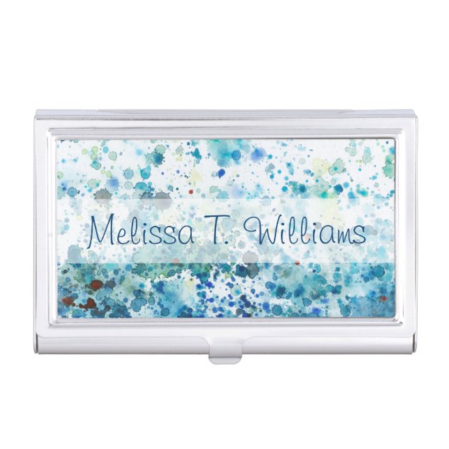 Add Your Name | Speckled Sea I Business Card Holder (Front)