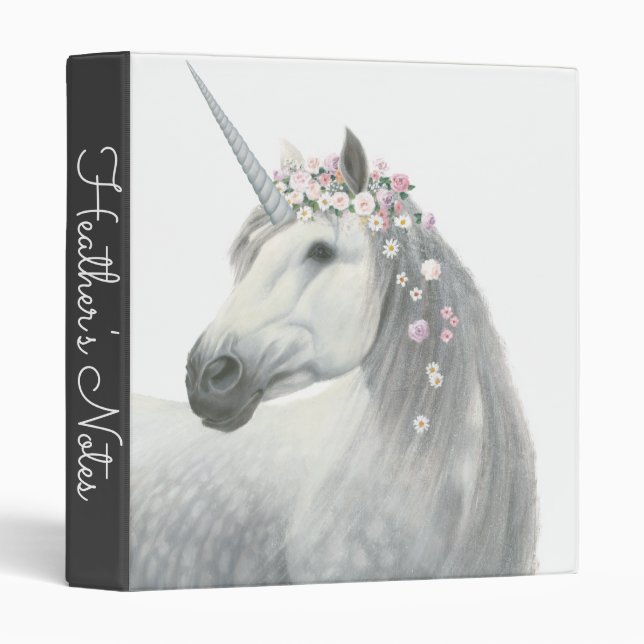 Add Your Name | Spirit Unicorn with Flowers Binder (Front/Spine)