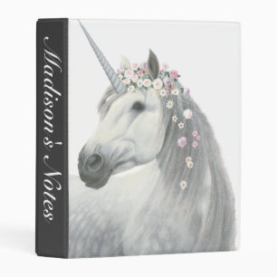 Add Your Name Spirit Unicorn with Flowers Mini Binder