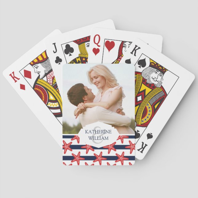Add Your Name | Stars And Stripes Pattern Poker Cards (Back)