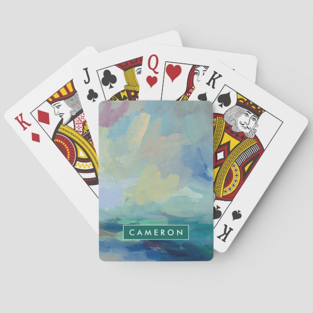 Add Your Name | Storm I Abstract Print Poker Cards (Back)