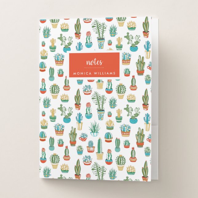 Add Your Name | Succulents Pattern Pocket Folder (Front)