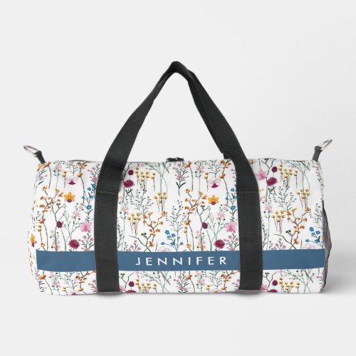 Add Your Name  Summer Wildflower Pattern Duffle Bag