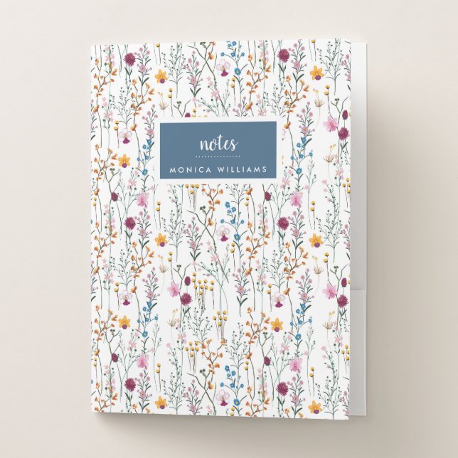 Add Your Name | Summer Wildflower Pattern Pocket Folder (Front)