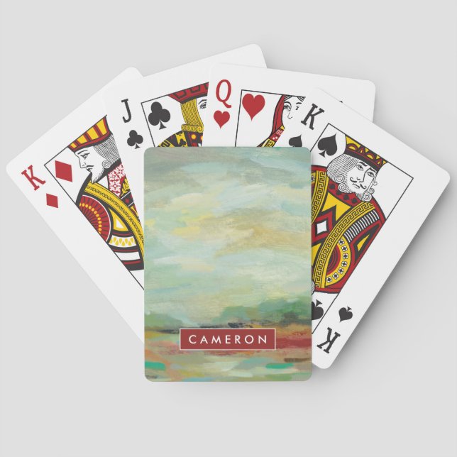 Add Your Name | Sunrise Field Abstract Print Poker Cards (Back)