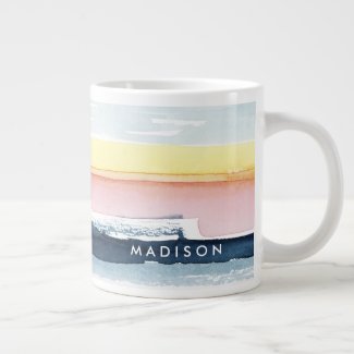 Add Your Name | Sunset Stream I Large Coffee Mug