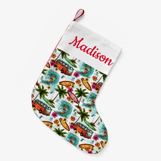 Add Your Name | Surf City Small Christmas Stocking (Front (Hanging))