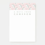 Add Your Name | Sweet Floral Unicorn Pattern Post-it Notes