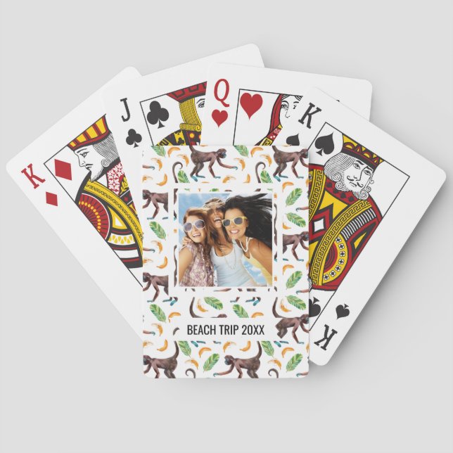 Add Your Name | Sweet Monkeys Juggling Bananas Poker Cards (Back)