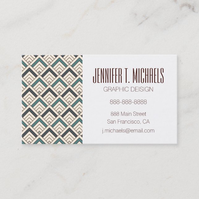Add Your Name | Teal Geometric Pattern Business Card (Front)