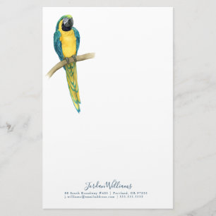 Add Your Name   Teal Macaw Stationery